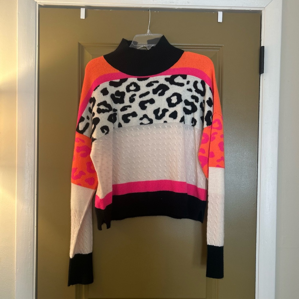 Brodie Cashmere Multicolor Leopard Print Sweater